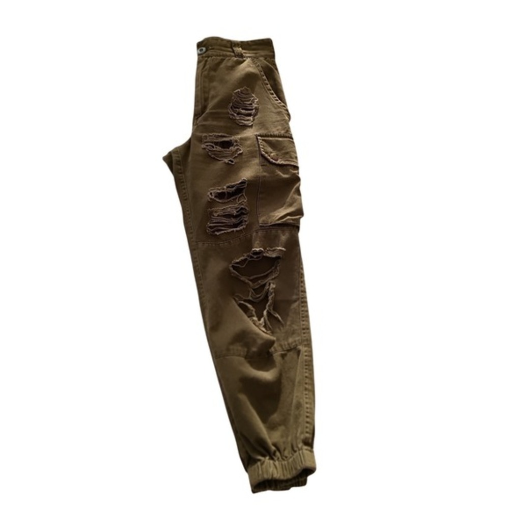 CARMAR CARMAR Olive Green Distressed Cargo Pants Size 26 VTG Grunge Style - Picture 2 of 15